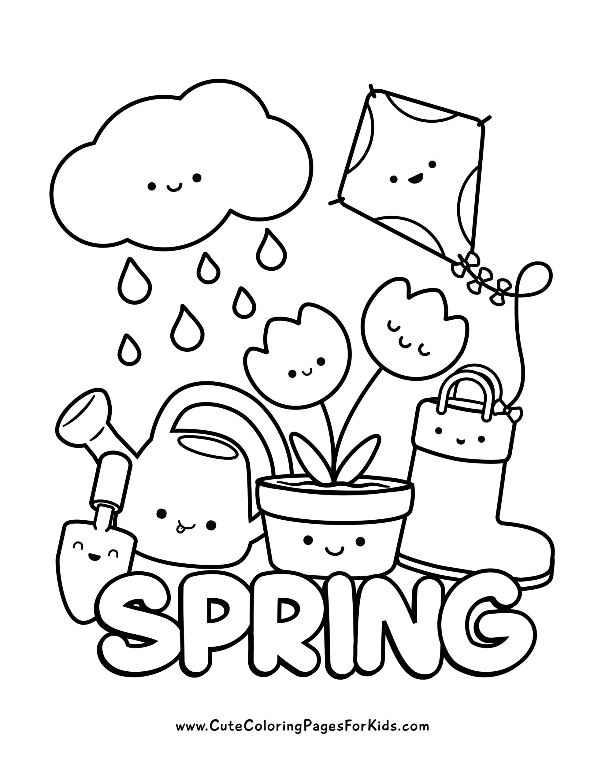 Vibrant Spring Coloring for Kindergarten: Nature's Renewal
